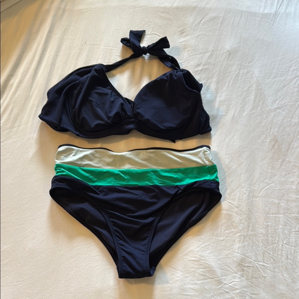Athleta Blue and Green Bikini Set Swimwear